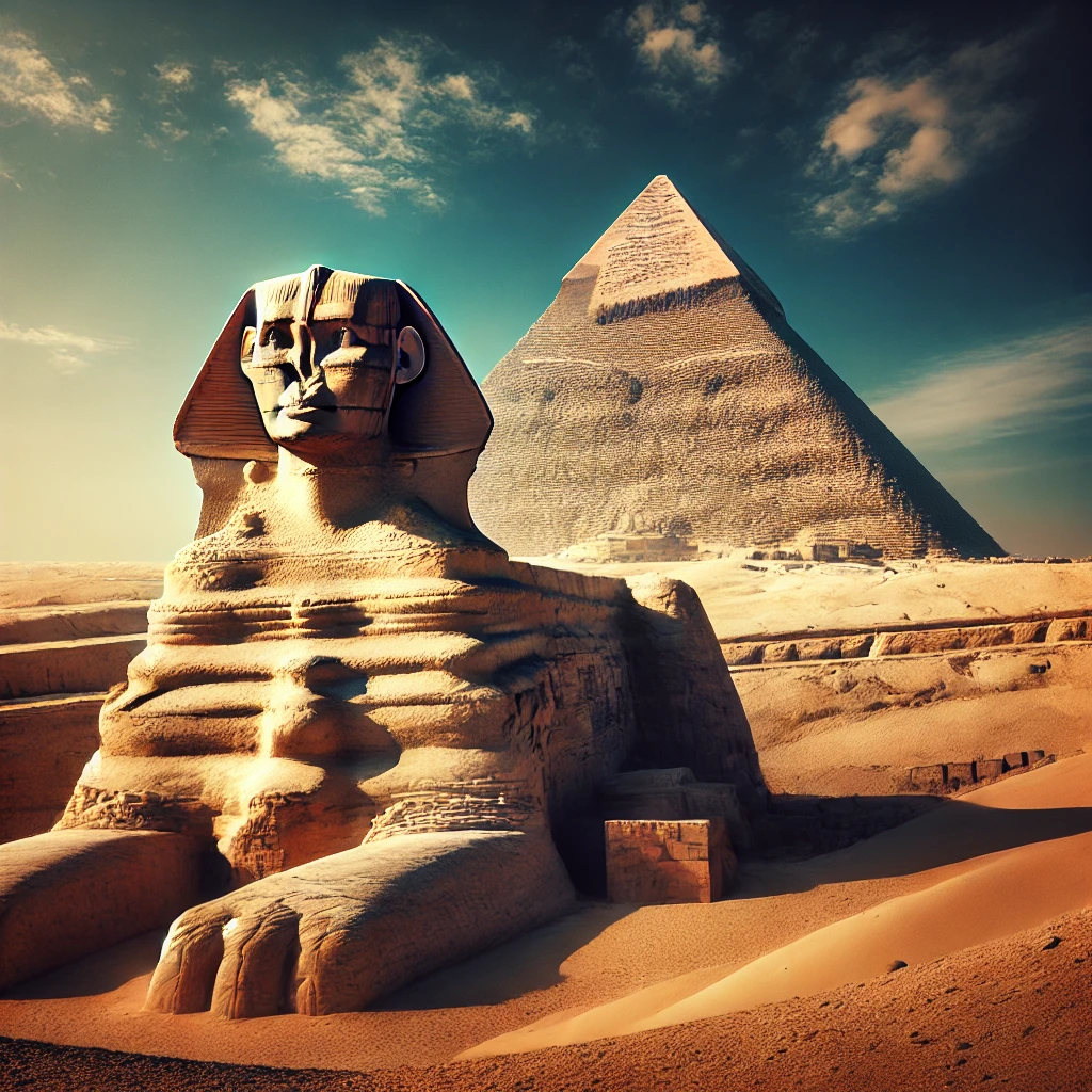 Sphinx and the Great Pyramid of Giza in Egypt